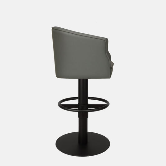 Grey leather 360° swivel bar stool