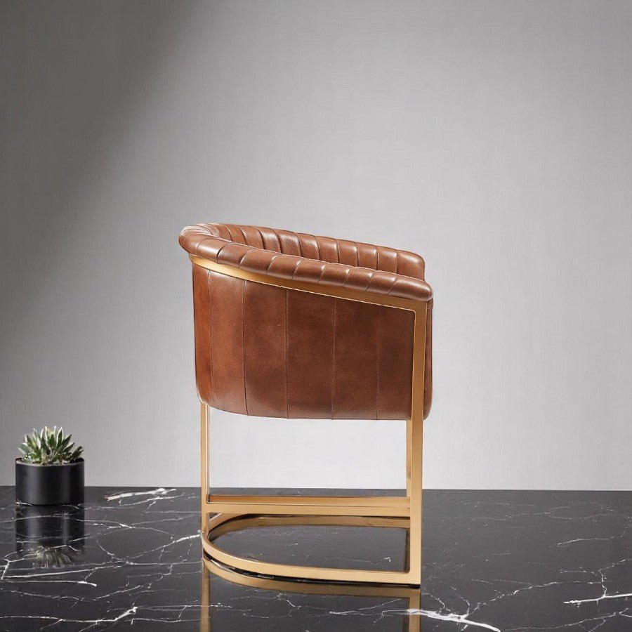 "Traditional chair with dark oak frame and upholstered seat"