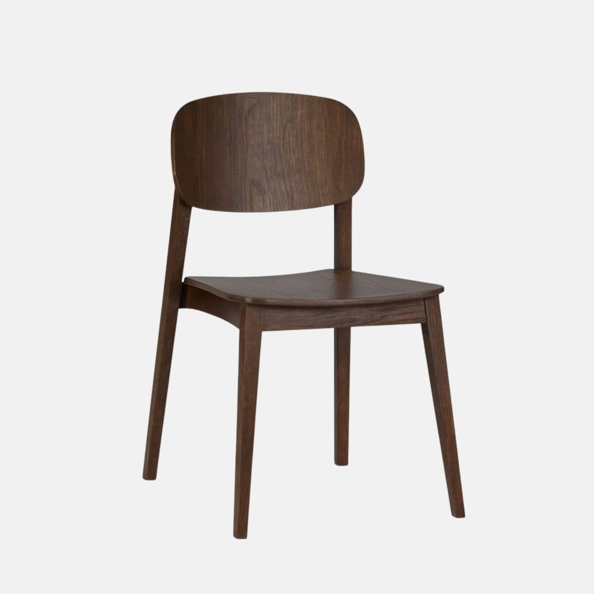Allegra dining Chair – Contemporary dark wooden dining chair with curved backrest and beech frame, ideal for restaurants, cafés, and modern hospitality interiors.