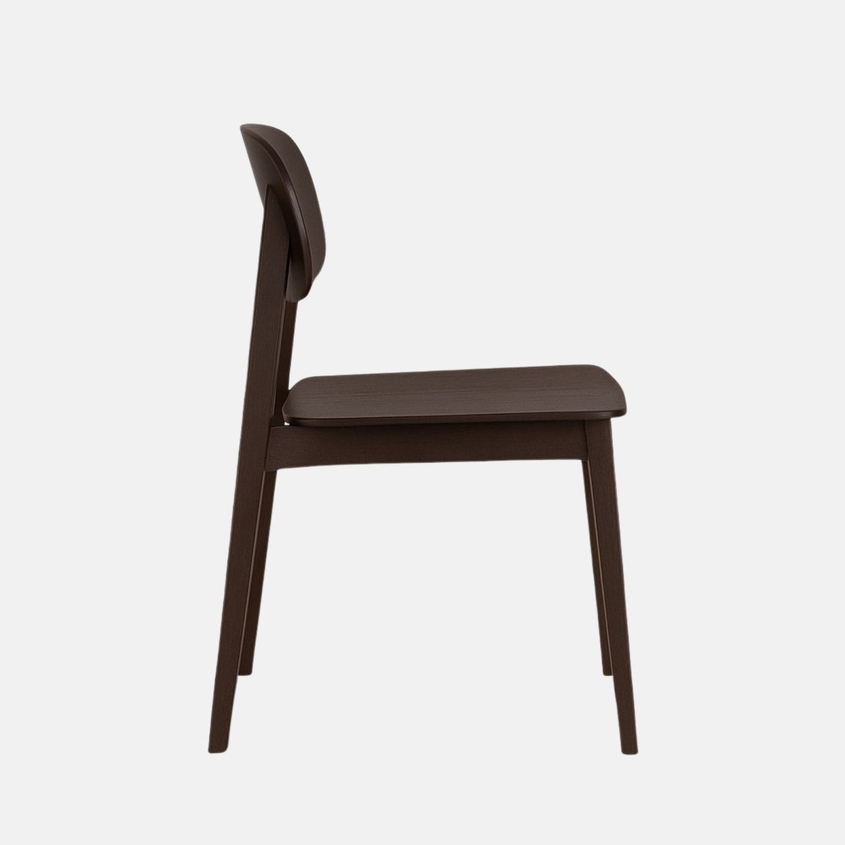 Allegra dining Chair – contemporary dark wooden dining chair with curved backrest and beech frame, ideal for restaurants, cafés, and modern hospitality interiors.