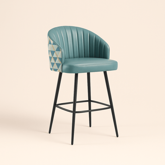 Brooklyn Velvet Bar Stool and Kitchen Counter Stool – Ribbed Back with Black Steel Frame