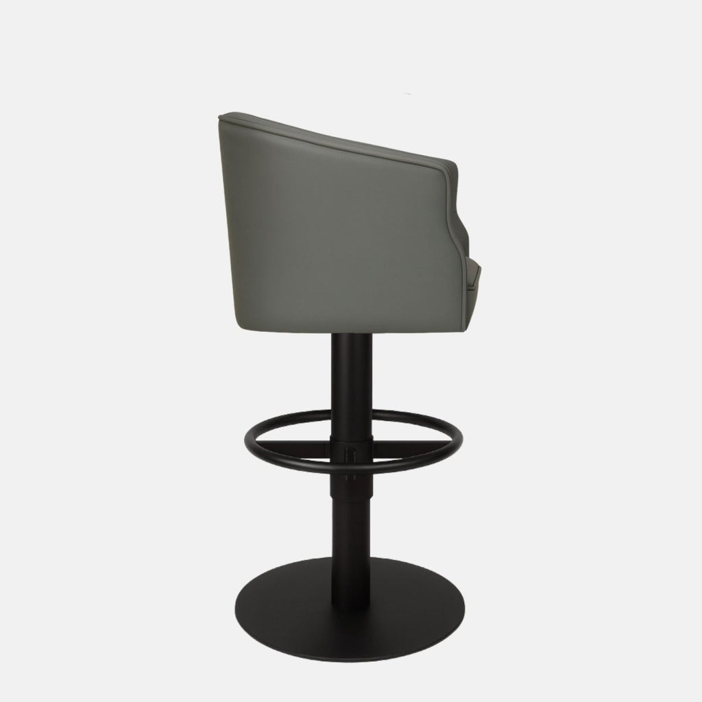 Grey leather 360° swivel bar stool 