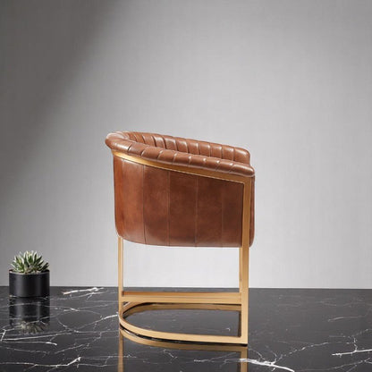 "Traditional chair with dark oak frame and upholstered seat"