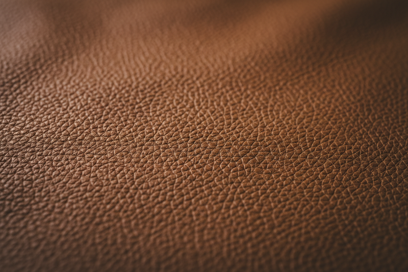 Close-up texture of tan full grain leather with natural grain pattern
