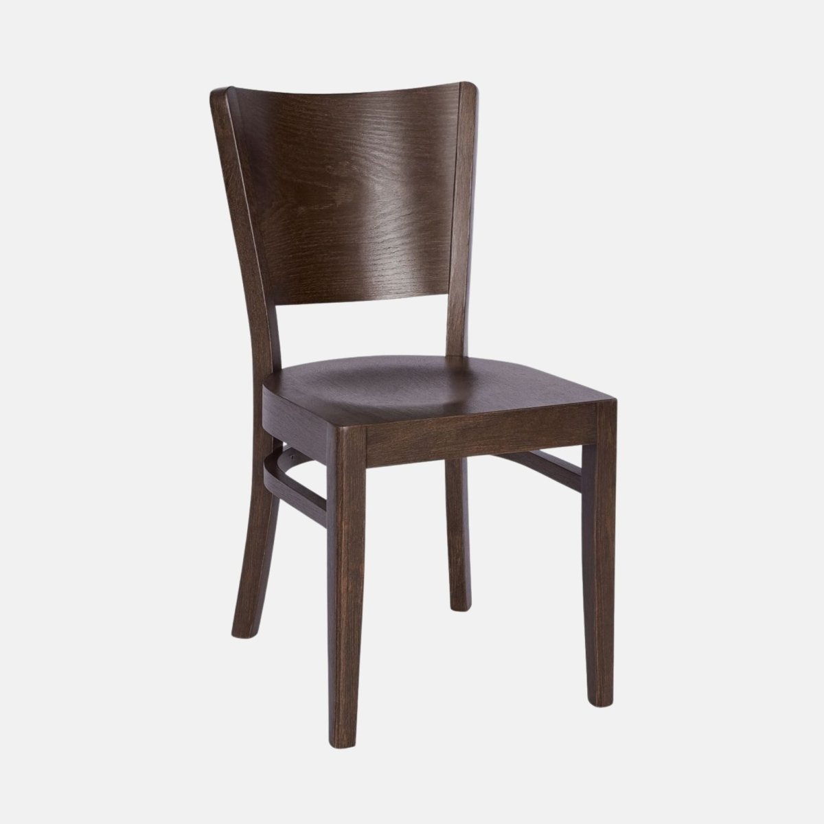 Trent Dining Chair in dark-stained beech wood with contoured veneer seat and back, classic hospitality dining chair for restaurants, cafés, and hotels.