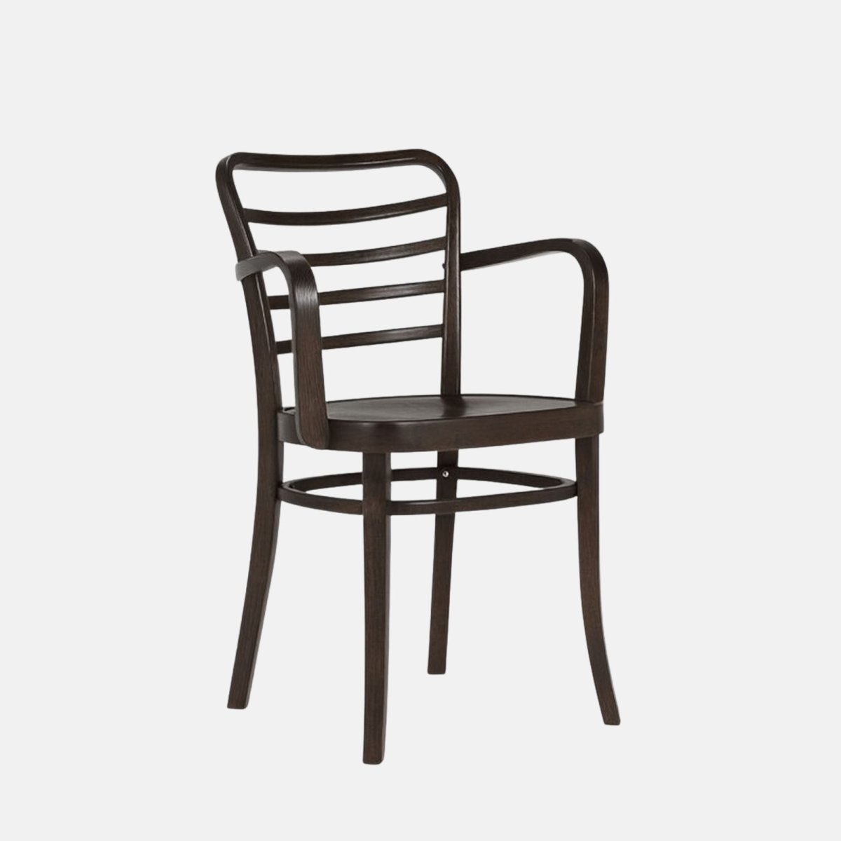 Vienna Curve Arm Chair – dark wooden armchair with curved backrest and arms, elegant indoor seating for restaurants, cafés, and dining spaces