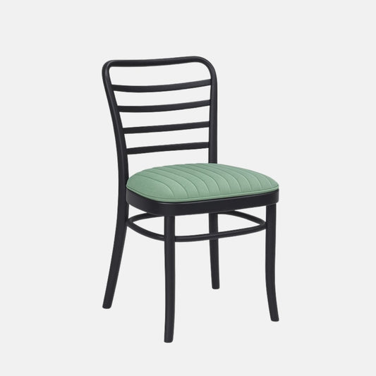 Vienna Side Chair – black bentwood dining chair with upholstered green seat, ideal for restaurants, cafés, and modern hospitality interiors