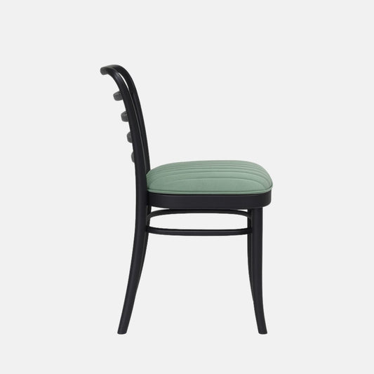  Vienna Side Chair – black bentwood dining chair with upholstered green seat, ideal for restaurants, cafés, and modern hospitality interiors