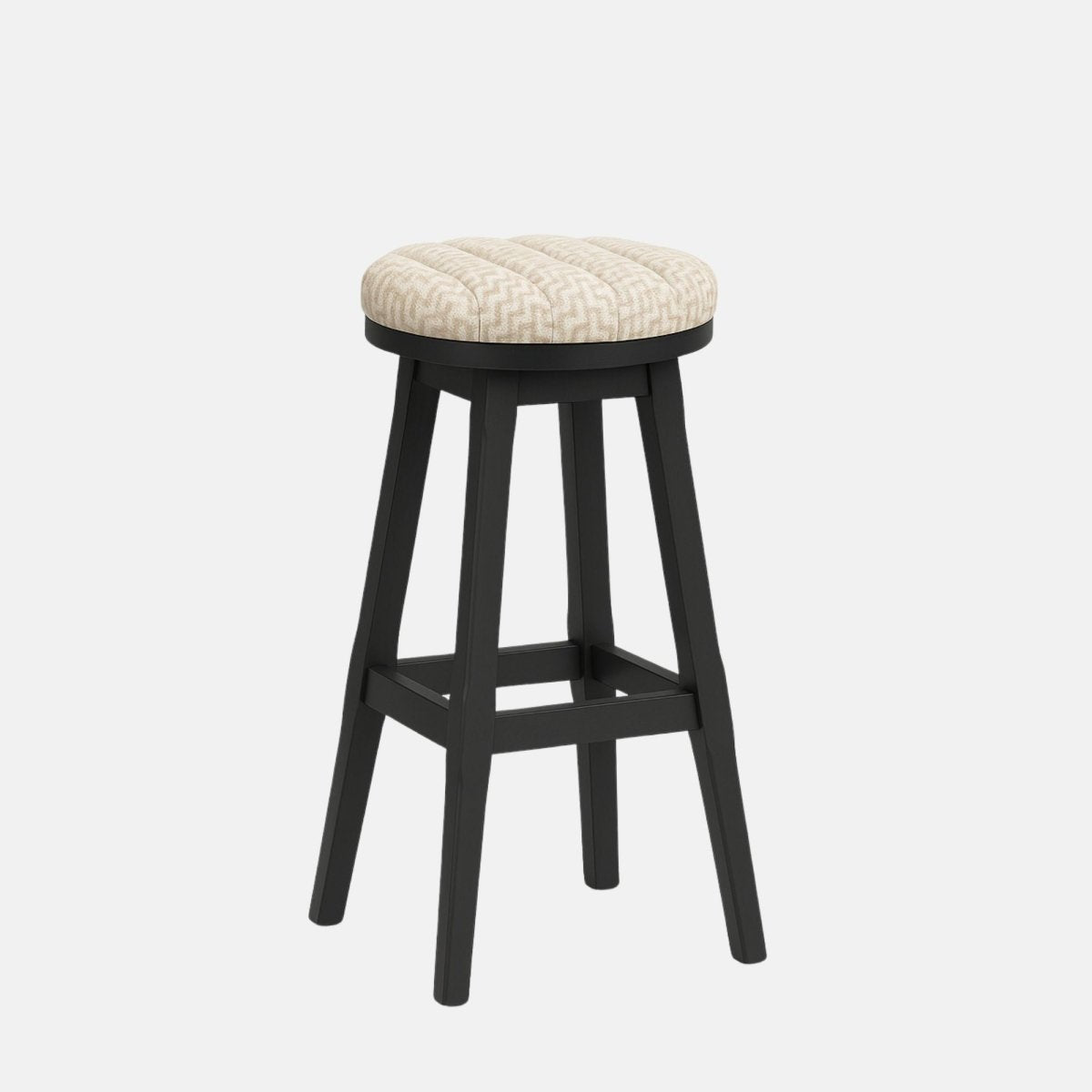 Westport High Stool – classic black wooden bar stool with upholstered beige round seat, ideal for cafés, bars, and modern hospitality interiors